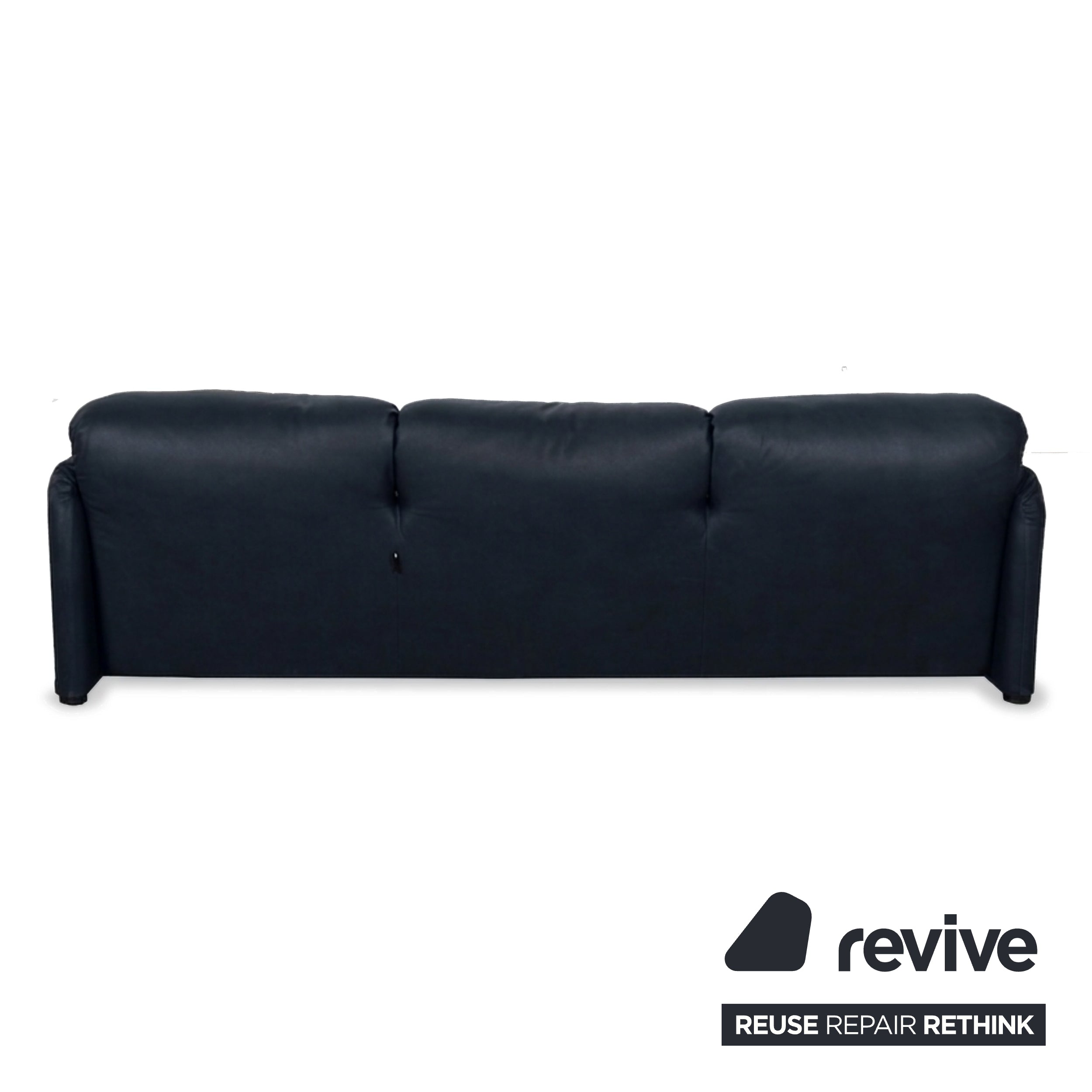 Cassina Maralunga veganes Leder Dreisitzer Dunkelblau Sofa Couch manuelle Funktion Neubezug