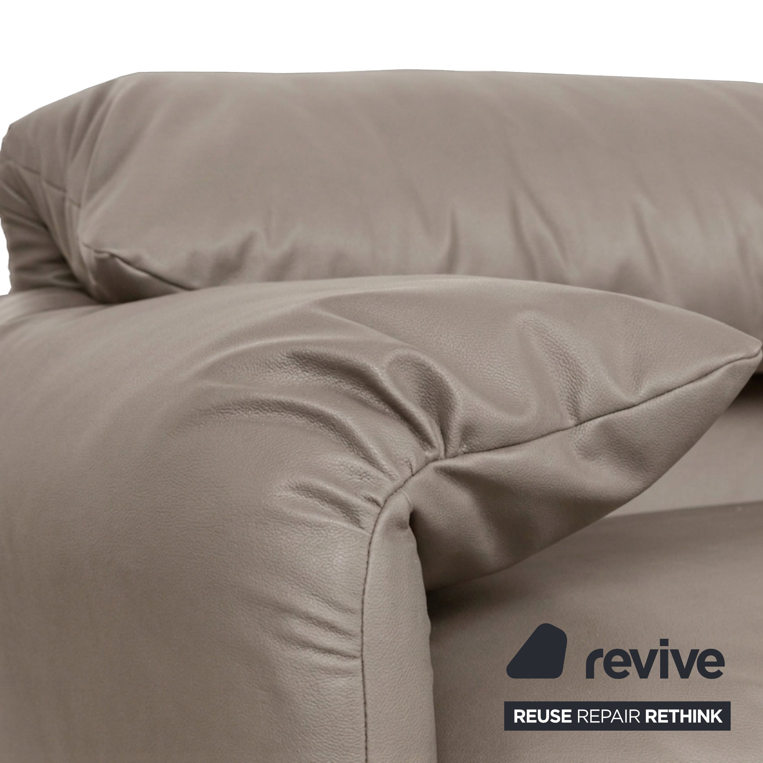 Cassina Maralunga veganes Leder Dreisitzer Taupe Sofa Couch manuelle Funktion Neubezug