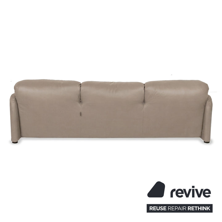Cassina Maralunga veganes Leder Dreisitzer Taupe Sofa Couch manuelle Funktion Neubezug