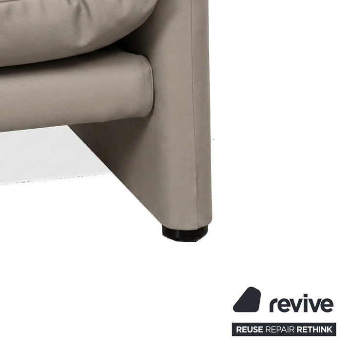 Cassina Maralunga veganes Leder Dreisitzer Taupe Sofa Couch manuelle Funktion Neubezug