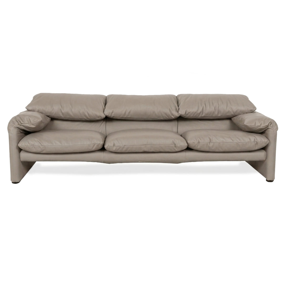 Cassina Maralunga veganes Leder Dreisitzer Taupe Sofa Couch manuelle Funktion Neubezug
