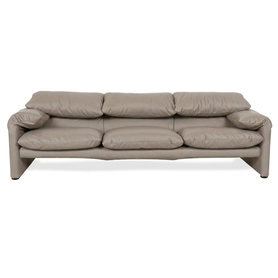Cassina Maralunga veganes Leder Dreisitzer Taupe Sofa Couch manuelle Funktion Neubezug