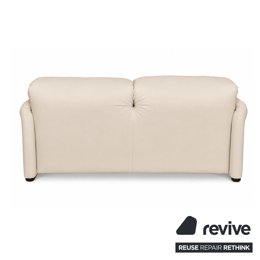 Cassina Maralunga veganes Leder Zweisitzer Creme Beige Sofa Couch Manuelle Funktion Neubezug