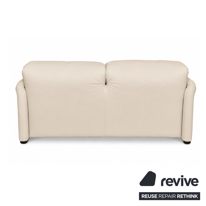 Cassina Maralunga veganes Leder Zweisitzer Creme Beige Sofa Couch Manuelle Funktion Neubezug