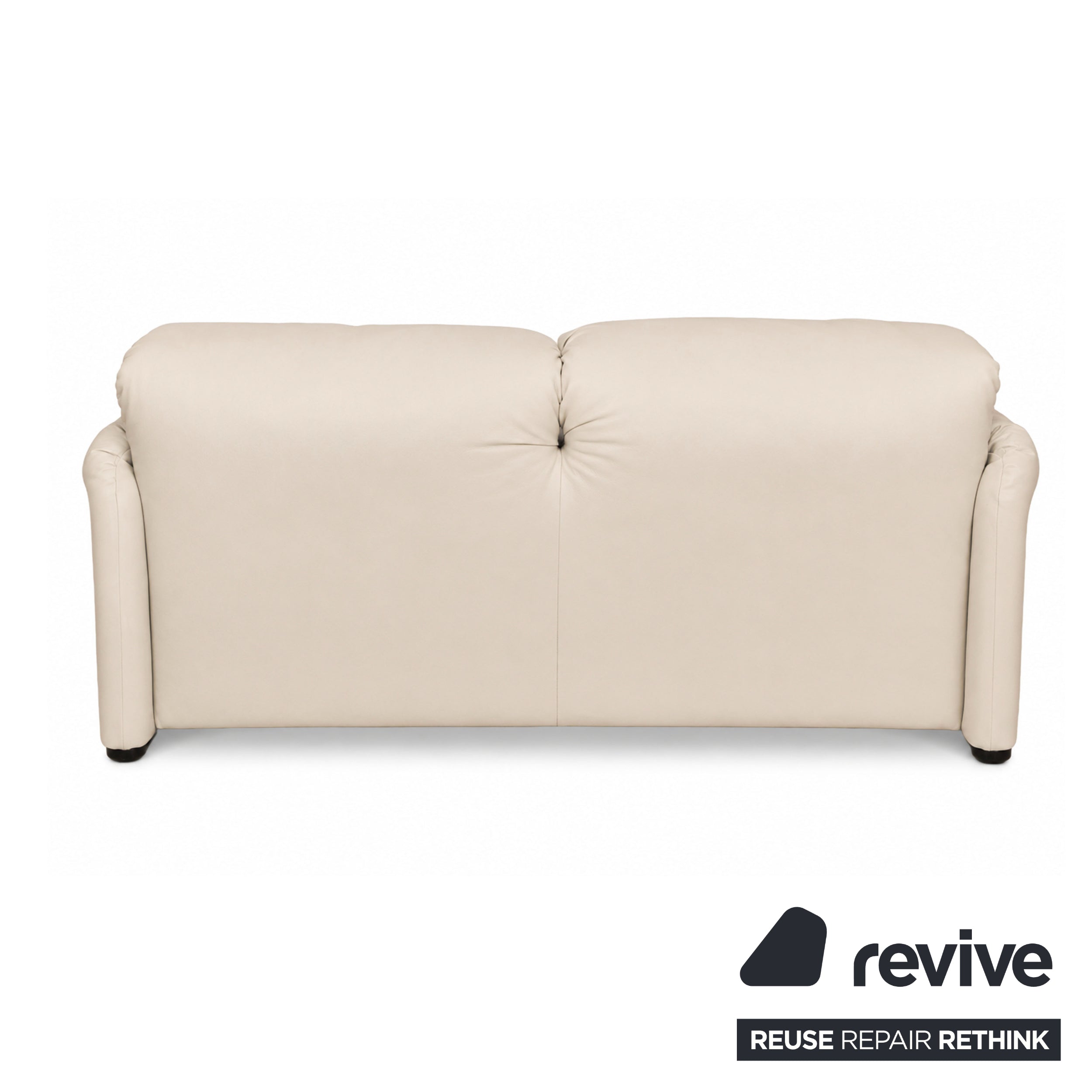 Cassina Maralunga Vegan Leather Three-Seater Sofa Couch Beige Cream Manual Function Reupholstered