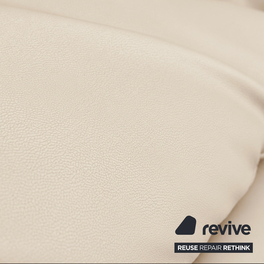 Cassina Maralunga veganes Leder Zweisitzer Creme Beige Sofa Couch Manuelle Funktion Neubezug