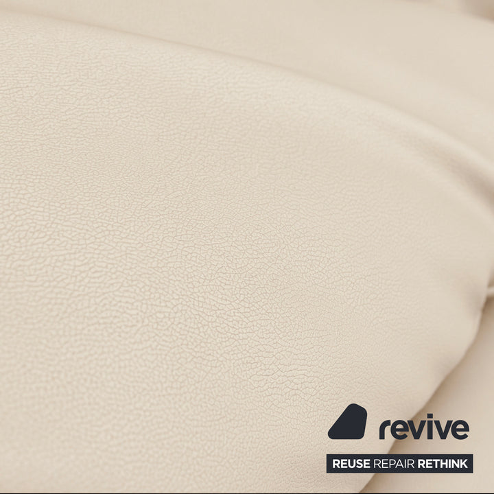 Cassina Maralunga veganes Leder Zweisitzer Creme Beige Sofa Couch Manuelle Funktion Neubezug