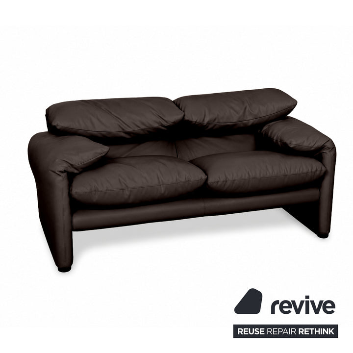 Cassina Maralunga veganes Leder Zweisitzer Dunkelbraun Sofa Couch Manuelle Funktion Neubezug