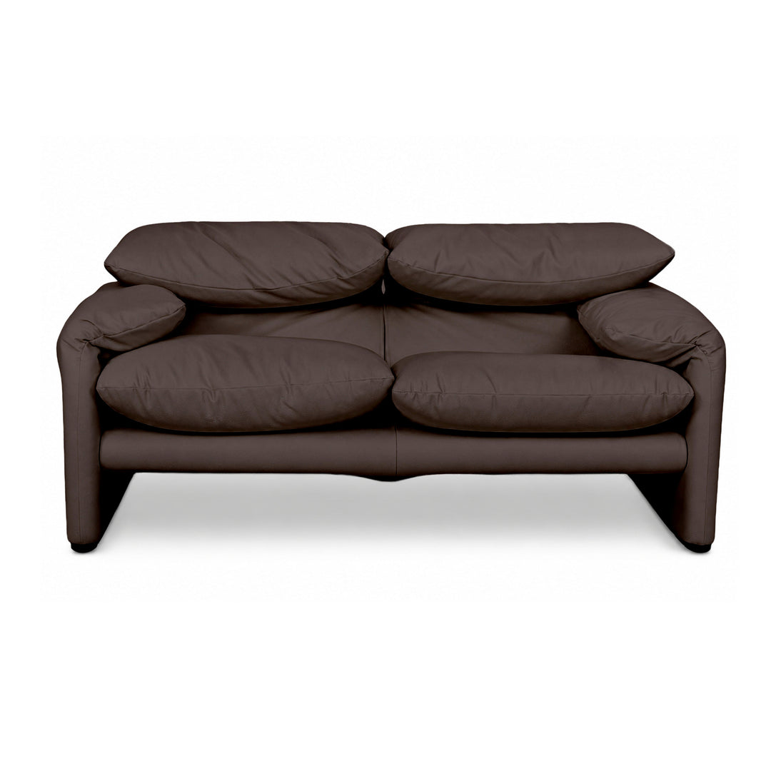 Cassina Maralunga veganes Leder Zweisitzer Dunkelbraun Sofa Couch Manuelle Funktion Neubezug