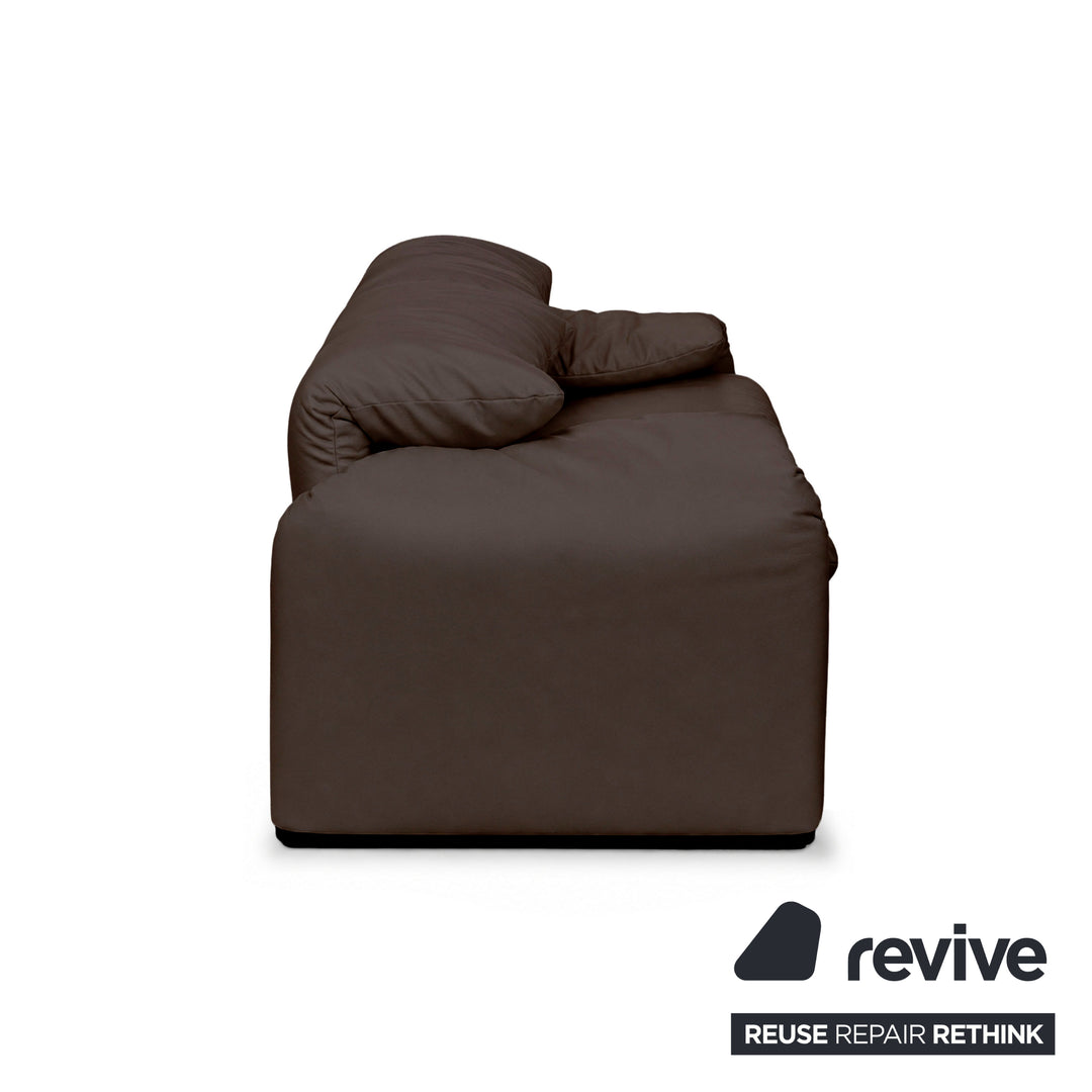 Cassina Maralunga veganes Leder Zweisitzer Dunkelbraun Sofa Couch Manuelle Funktion Neubezug