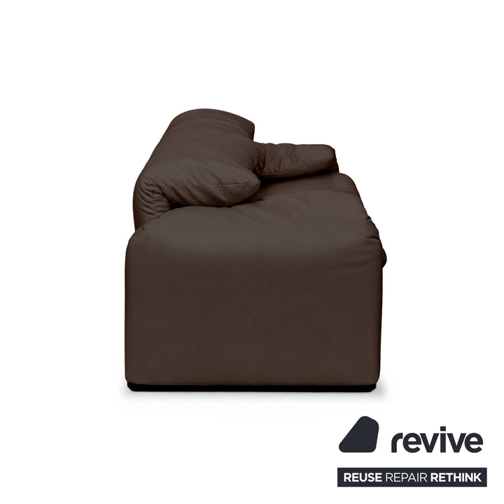 Cassina Maralunga veganes Leder Zweisitzer Dunkelbraun Sofa Couch Manuelle Funktion Neubezug