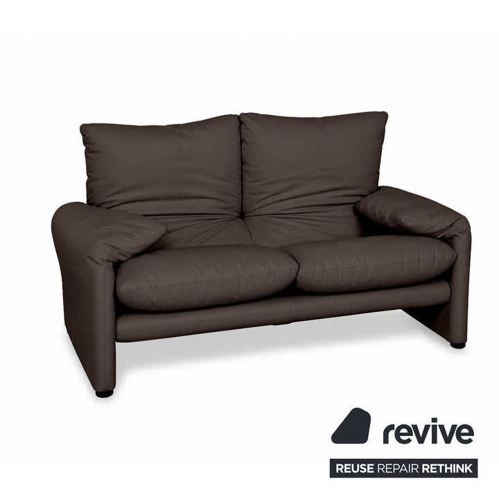 Cassina Maralunga veganes Leder Zweisitzer Dunkelbraun Sofa Couch Manuelle Funktion Neubezug