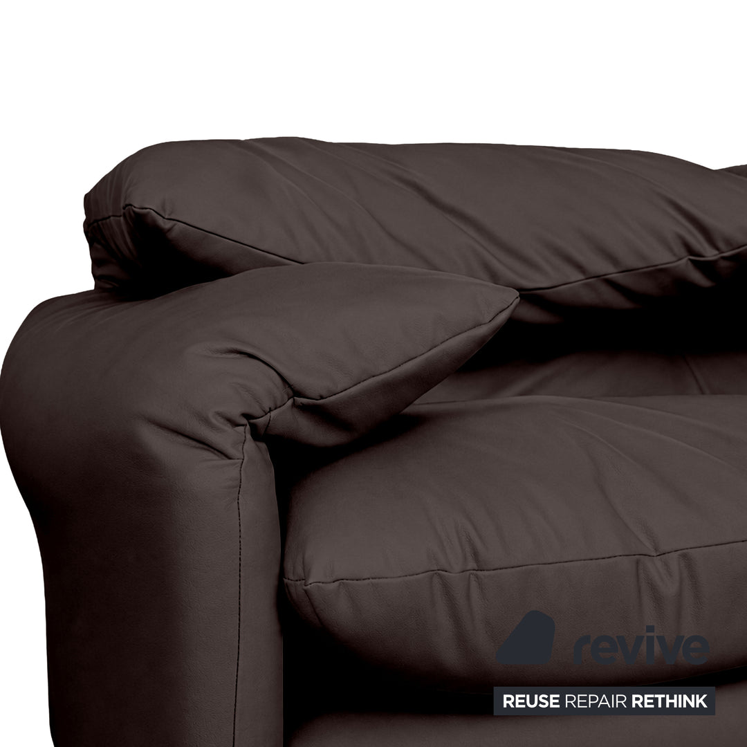 Cassina Maralunga veganes Leder Zweisitzer Dunkelbraun Sofa Couch Manuelle Funktion Neubezug