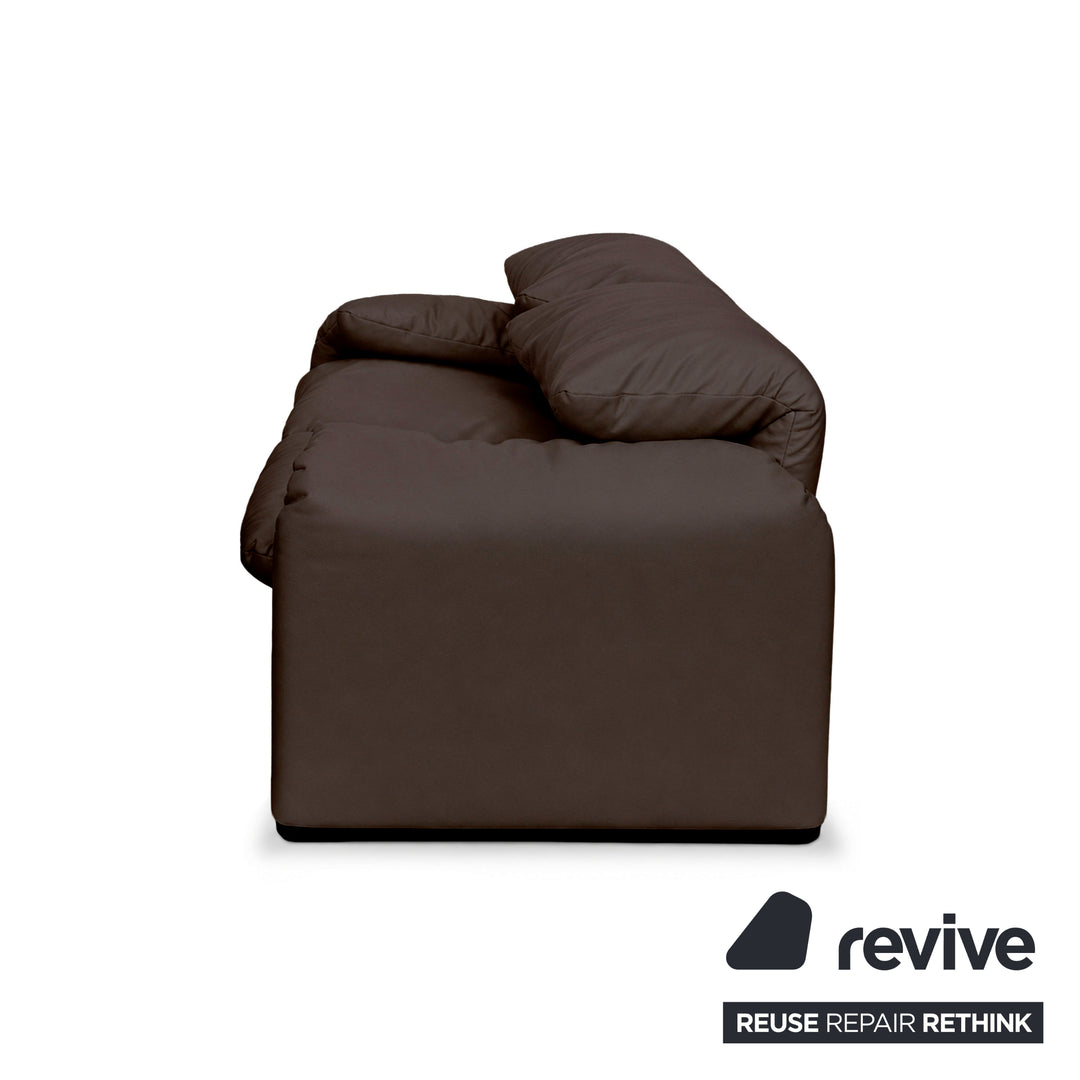 Cassina Maralunga veganes Leder Zweisitzer Dunkelbraun Sofa Couch Manuelle Funktion Neubezug