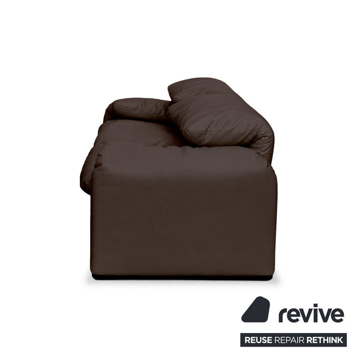 Cassina Maralunga veganes Leder Zweisitzer Dunkelbraun Sofa Couch Manuelle Funktion Neubezug