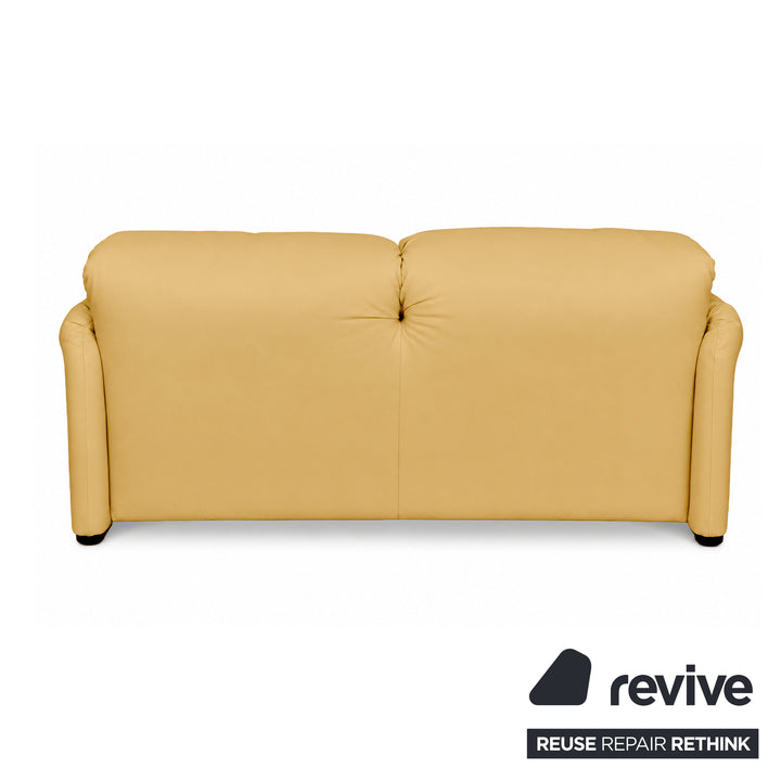 Cassina Maralunga veganes Leder Zweisitzer Gelb Senf Sofa Couch Manuelle Funktion Neubezug