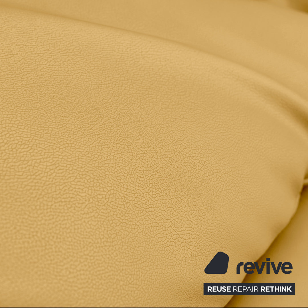 Cassina Maralunga veganes Leder Zweisitzer Gelb Senf Sofa Couch Manuelle Funktion Neubezug