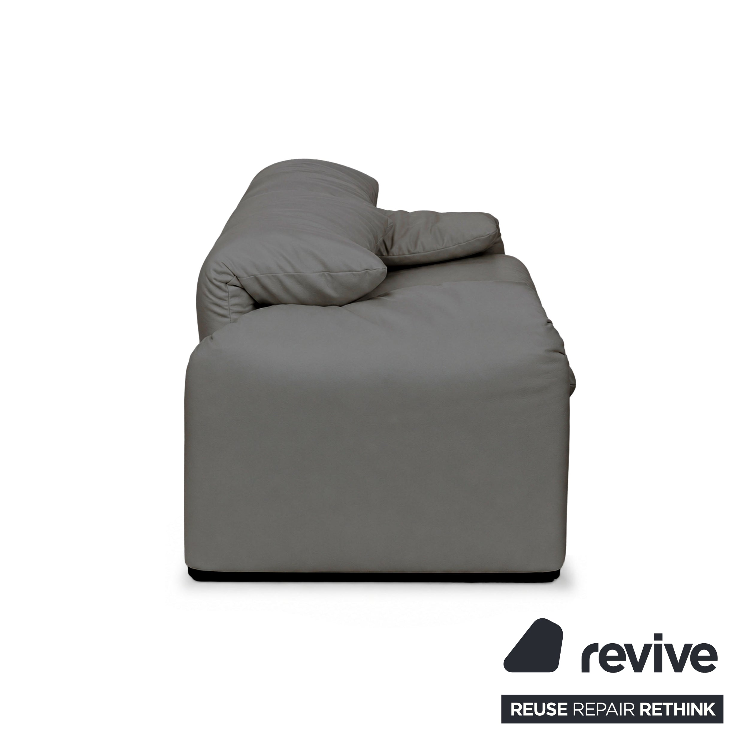 Cassina Maralunga Vegan Leather Two-Seater Grey Sofa Couch Manual Reupholstery