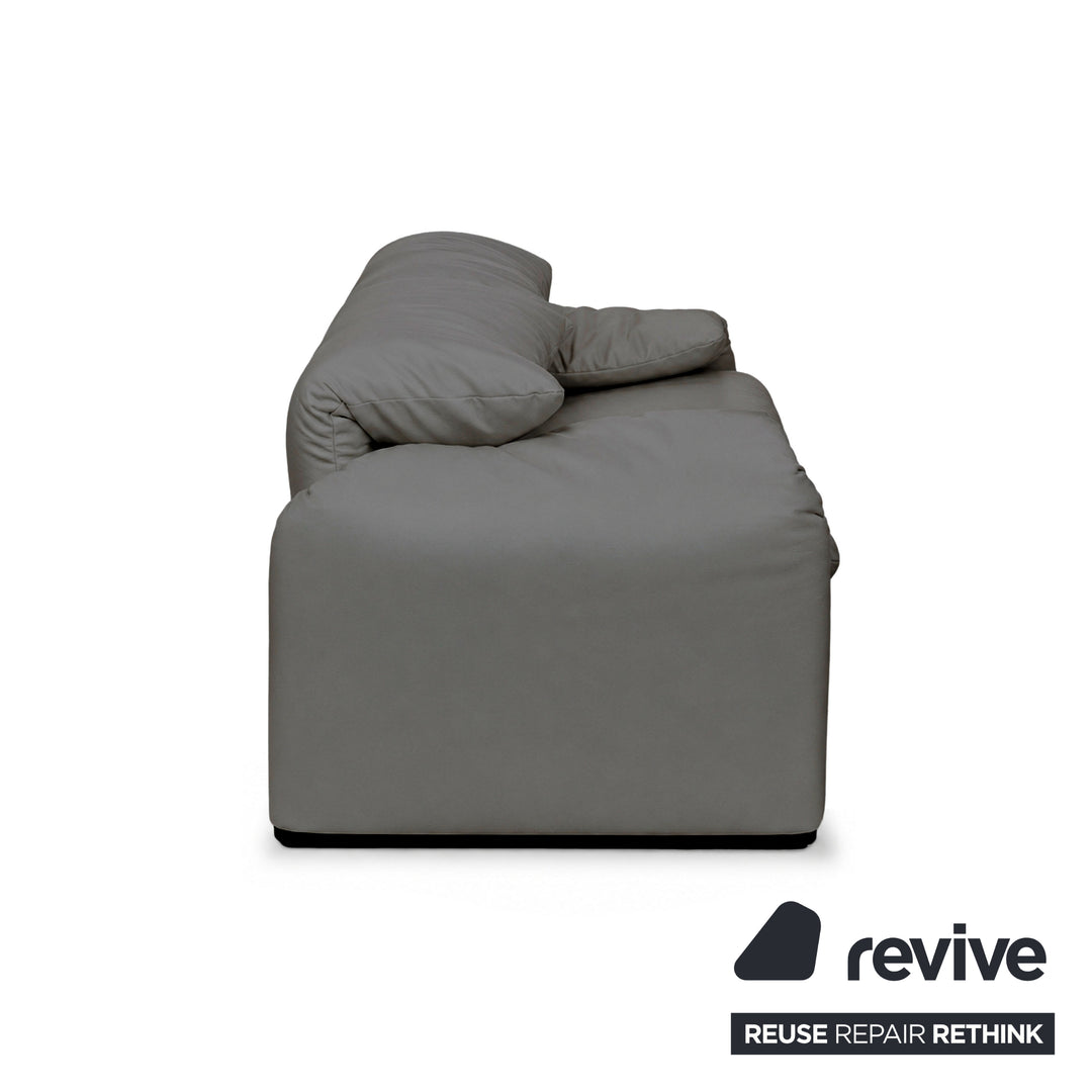 Cassina Maralunga veganes Leder Zweisitzer Grau Sofa Couch Manuelle Funktion Neubezug