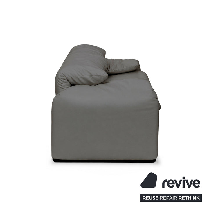 Cassina Maralunga veganes Leder Zweisitzer Grau Sofa Couch Manuelle Funktion Neubezug