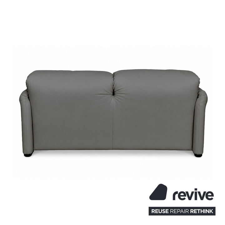 Cassina Maralunga veganes Leder Zweisitzer Grau Sofa Couch Manuelle Funktion Neubezug