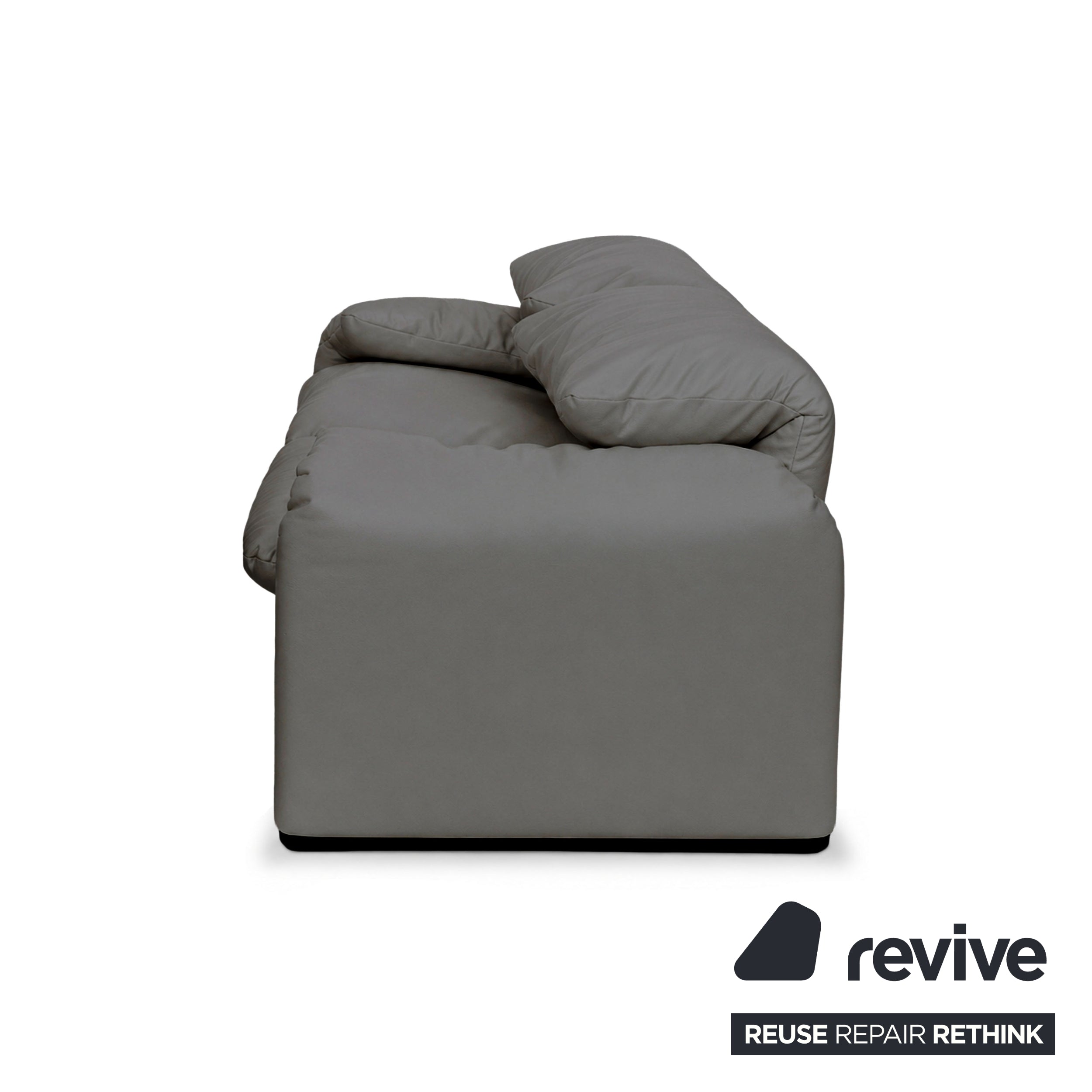 Cassina Maralunga Vegan Leather Two-Seater Grey Sofa Couch Manual Reupholstery
