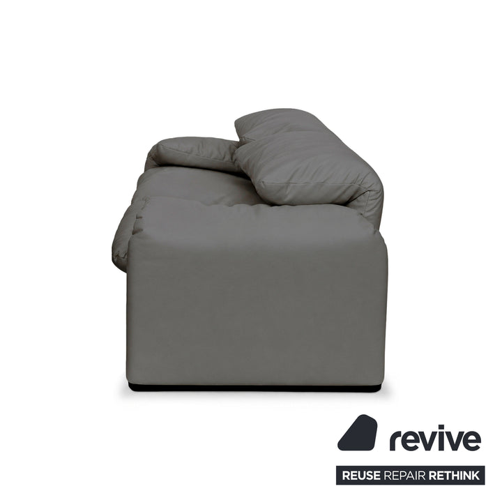 Cassina Maralunga veganes Leder Zweisitzer Grau Sofa Couch Manuelle Funktion Neubezug