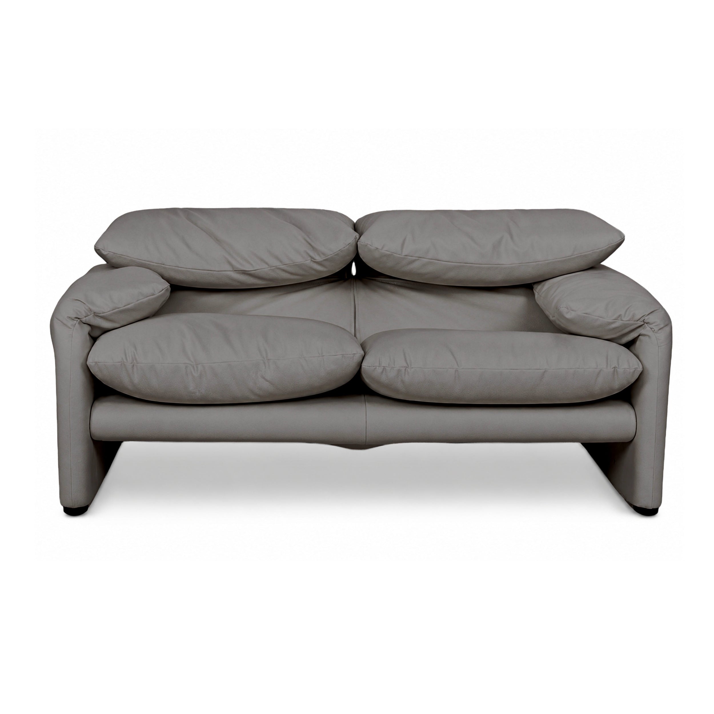 Cassina Maralunga Vegan Leather Two-Seater Grey Sofa Couch Manual Reupholstery