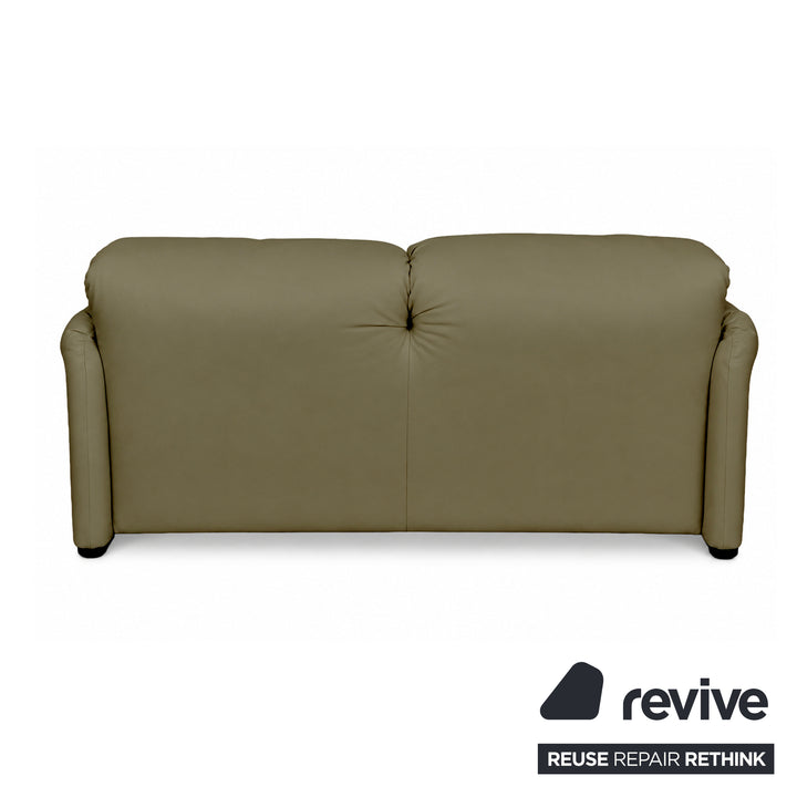 Cassina Maralunga veganes Leder Zweisitzer Grün Oliv Sofa Couch Manuelle Funktion Neubezug