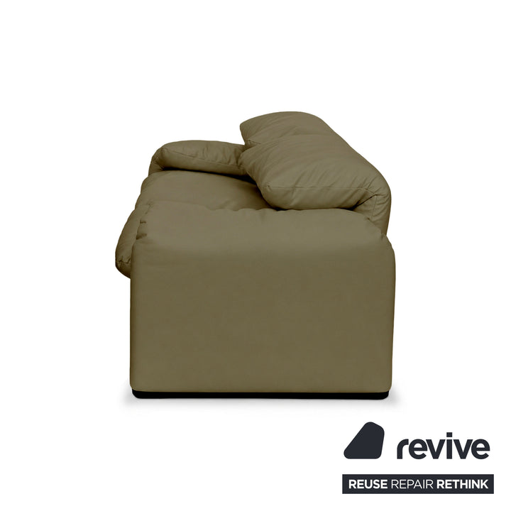 Cassina Maralunga veganes Leder Zweisitzer Grün Oliv Sofa Couch Manuelle Funktion Neubezug