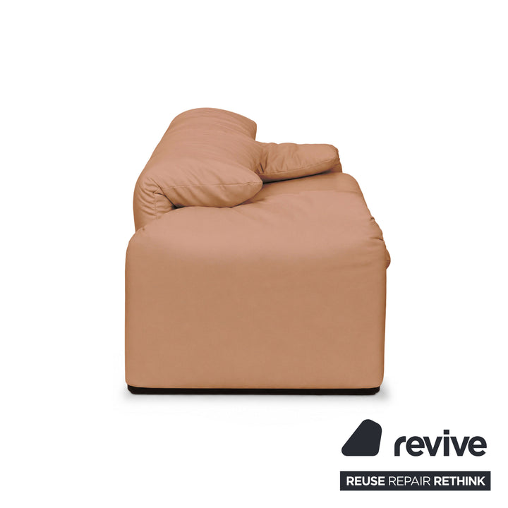 Cassina Maralunga veganes Leder Zweisitzer hellbraun Cognac Sofa Couch Manuelle Funktion Neubezug