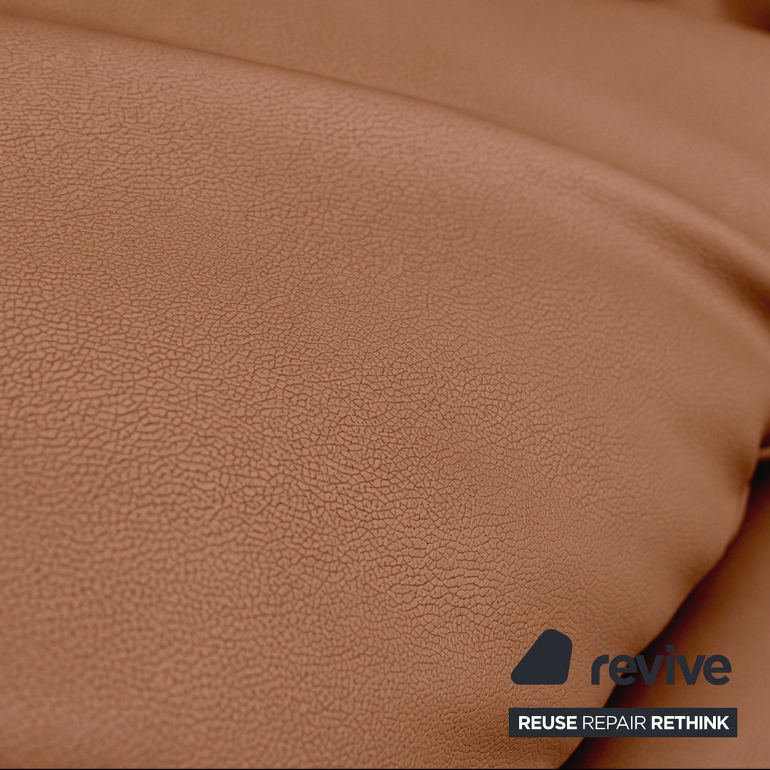 Cassina Maralunga veganes Leder Zweisitzer hellbraun Cognac Sofa Couch Manuelle Funktion Neubezug