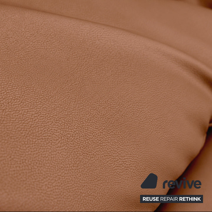 Cassina Maralunga veganes Leder Zweisitzer hellbraun Cognac Sofa Couch Manuelle Funktion Neubezug