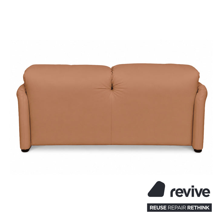 Cassina Maralunga veganes Leder Zweisitzer hellbraun Cognac Sofa Couch Manuelle Funktion Neubezug