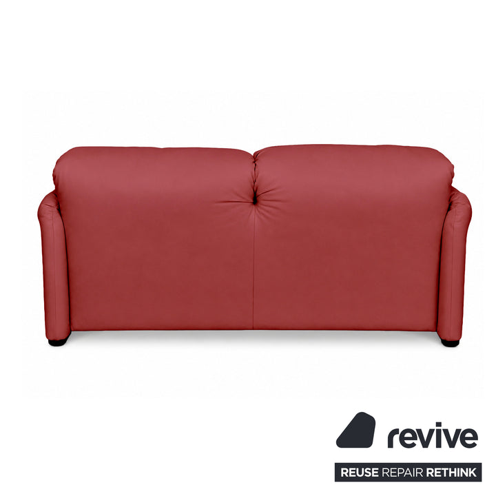 Cassina Maralunga veganes Leder Zweisitzer Rot Sofa Couch Manuelle Funktion Neubezug