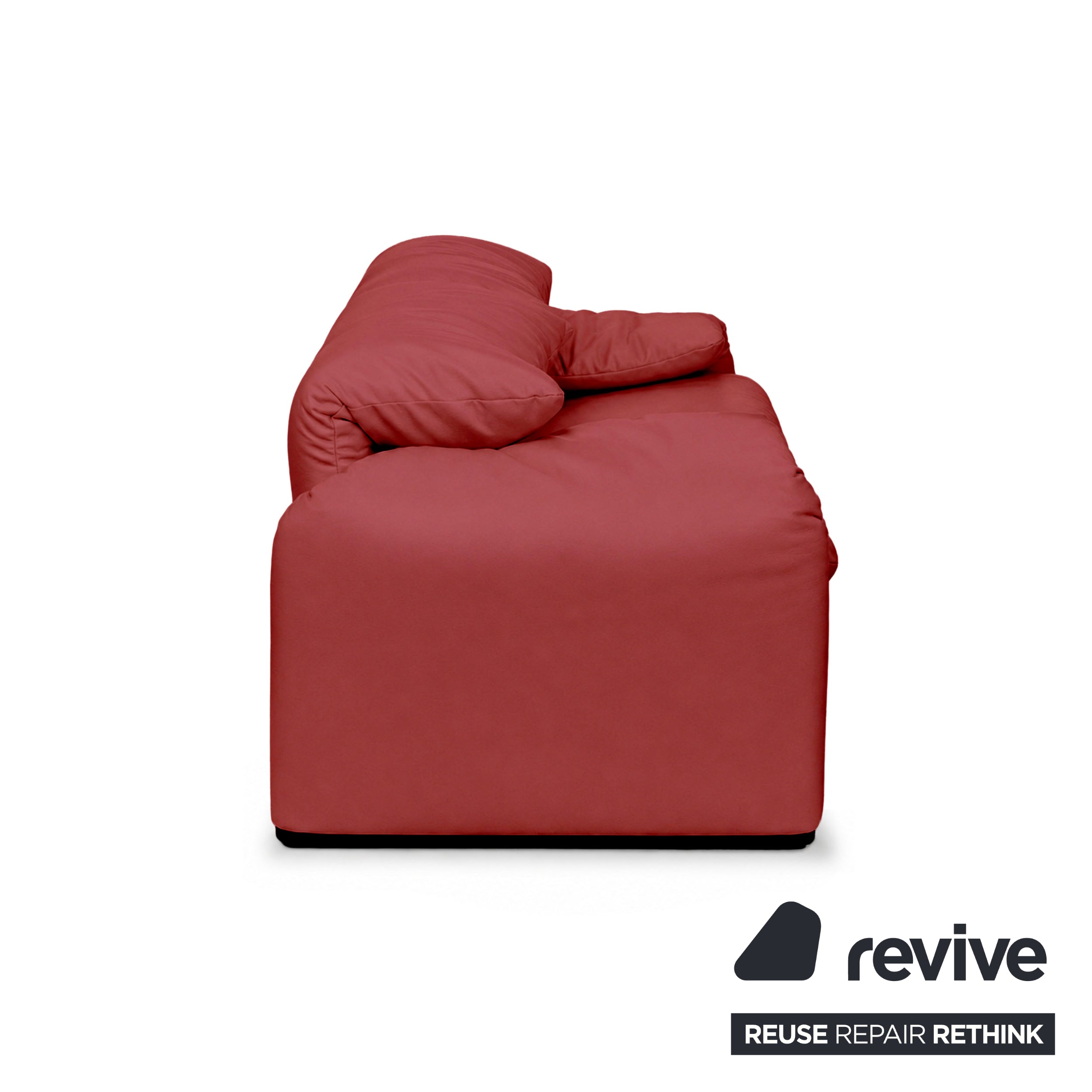 Cassina Maralunga Vegan Leather Two-Seater Red Sofa Couch Manual Function Reupholstered
