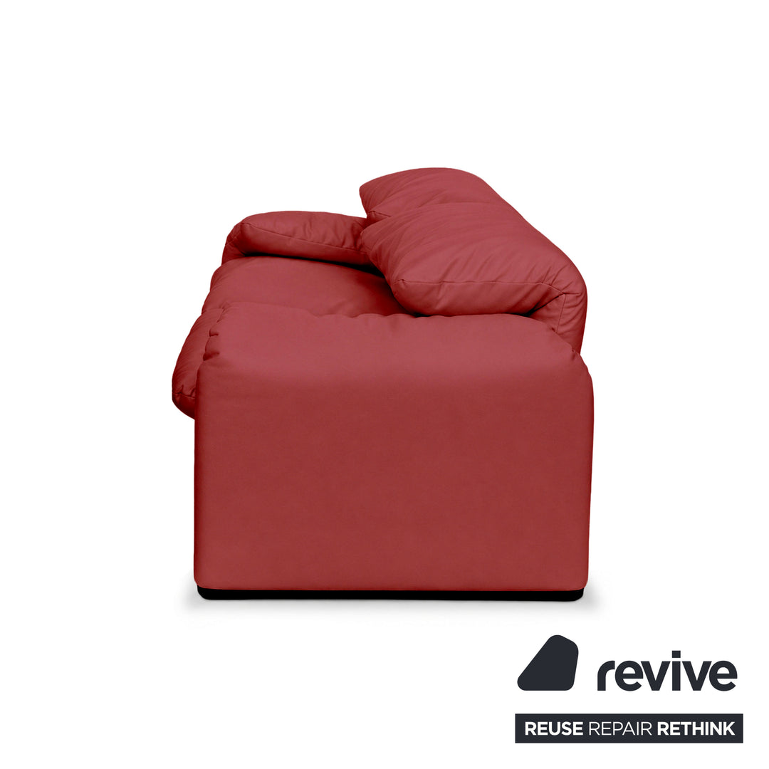 Cassina Maralunga veganes Leder Zweisitzer Rot Sofa Couch Manuelle Funktion Neubezug
