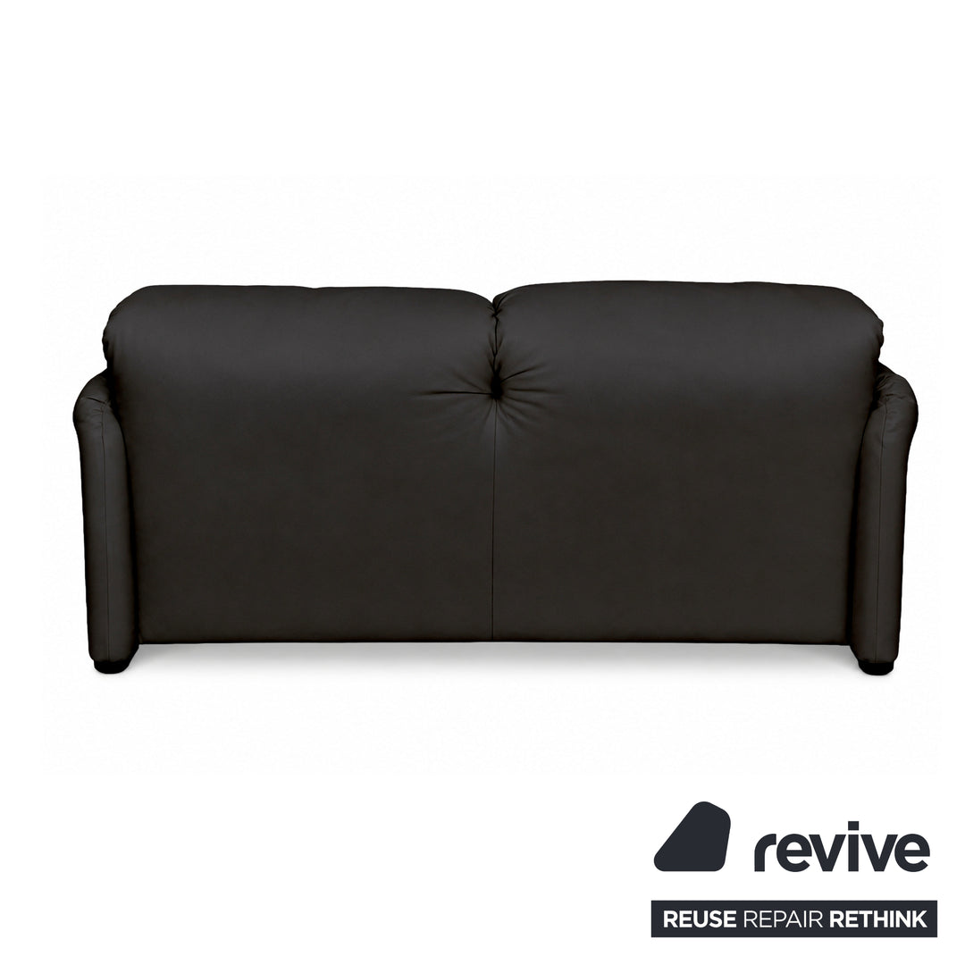 Cassina Maralunga veganes Leder Zweisitzer Schwarz Sofa Couch Manuelle Funktion Neubezug