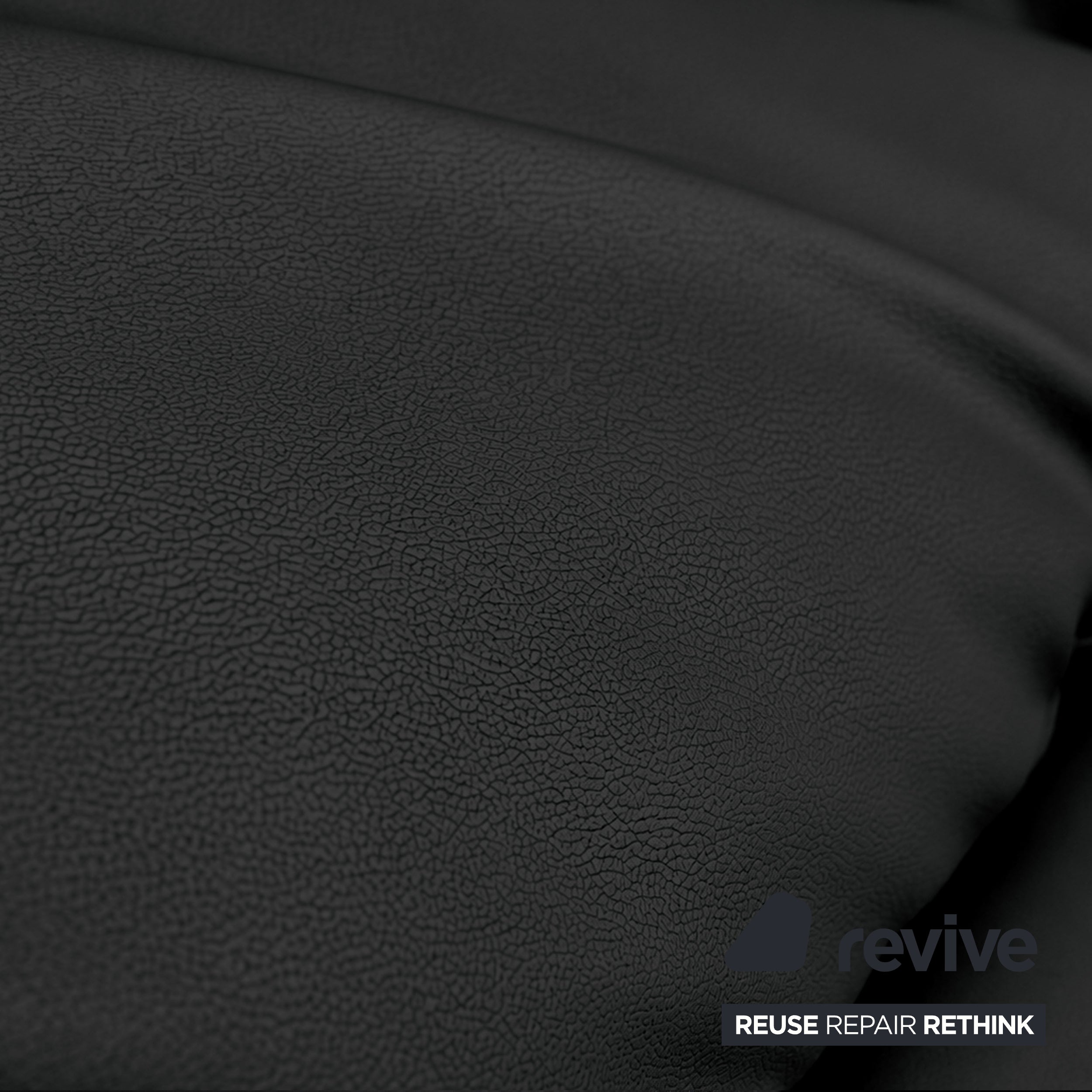 Cassina Maralunga Vegan Leather Two-Seater Black Sofa Couch Manual Function Reupholstered