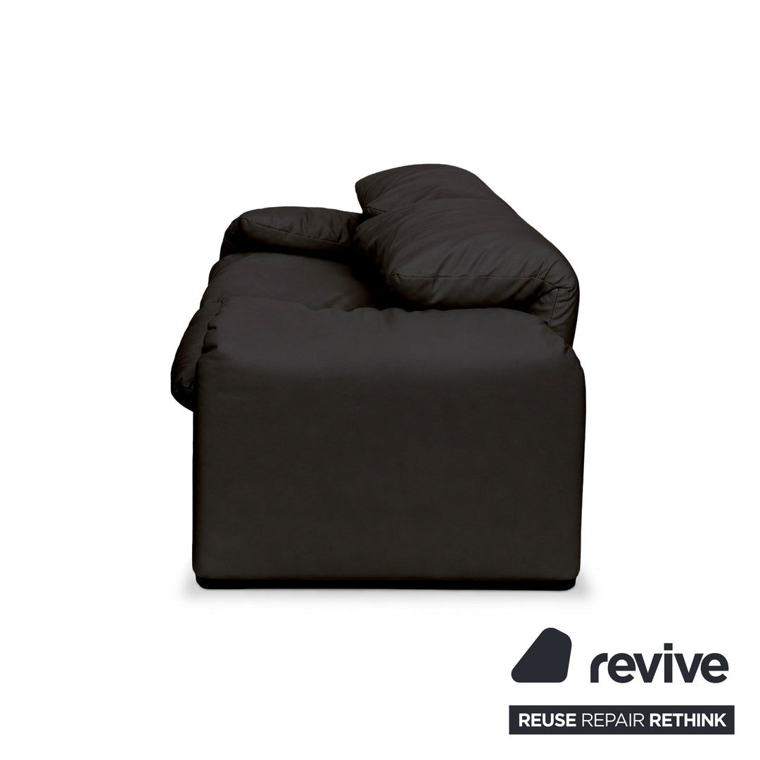 Cassina Maralunga veganes Leder Zweisitzer Schwarz Sofa Couch Manuelle Funktion Neubezug