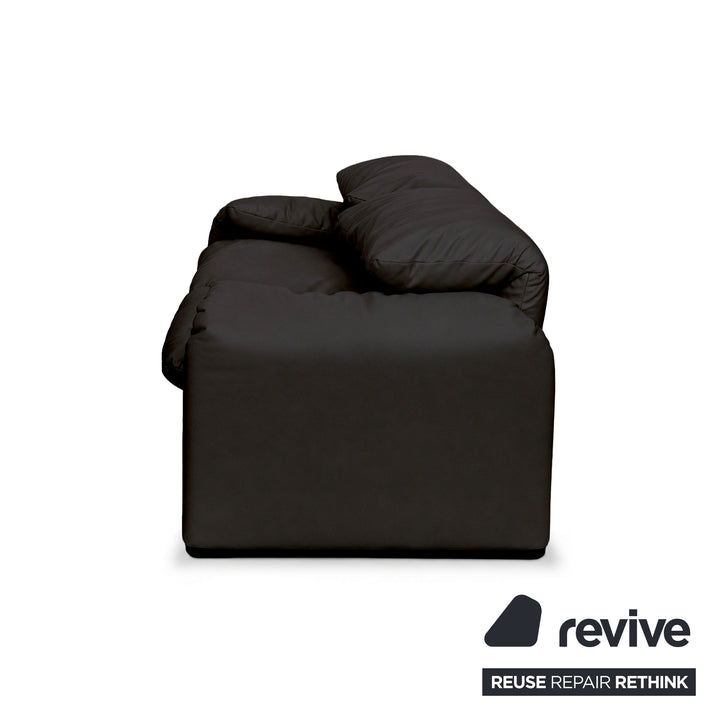 Cassina Maralunga veganes Leder Zweisitzer Schwarz Sofa Couch Manuelle Funktion Neubezug
