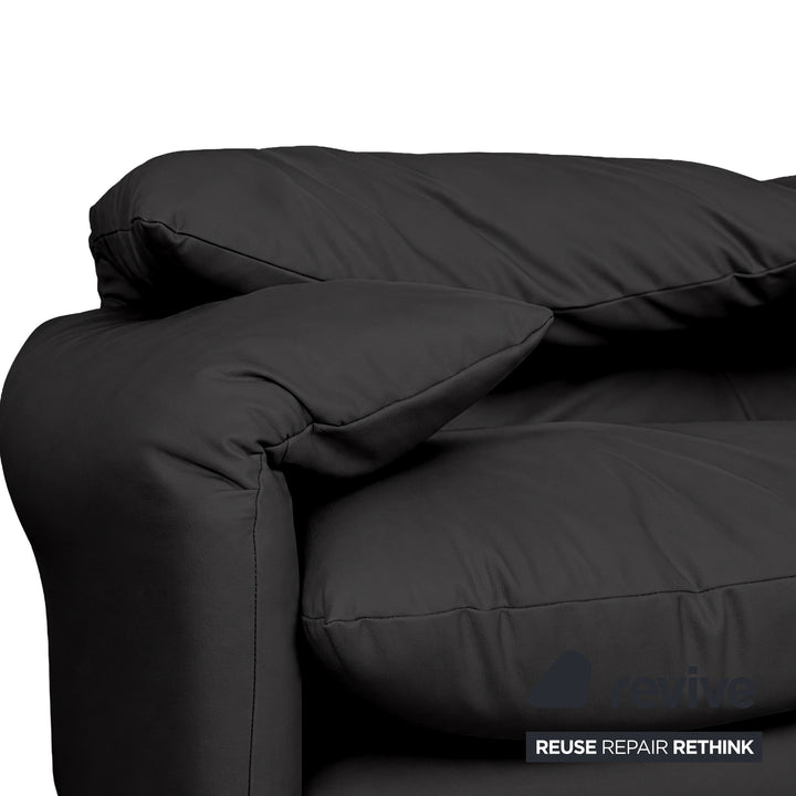 Cassina Maralunga veganes Leder Zweisitzer Schwarz Sofa Couch Manuelle Funktion Neubezug
