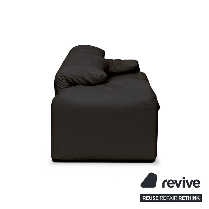 Cassina Maralunga veganes Leder Zweisitzer Schwarz Sofa Couch Manuelle Funktion Neubezug