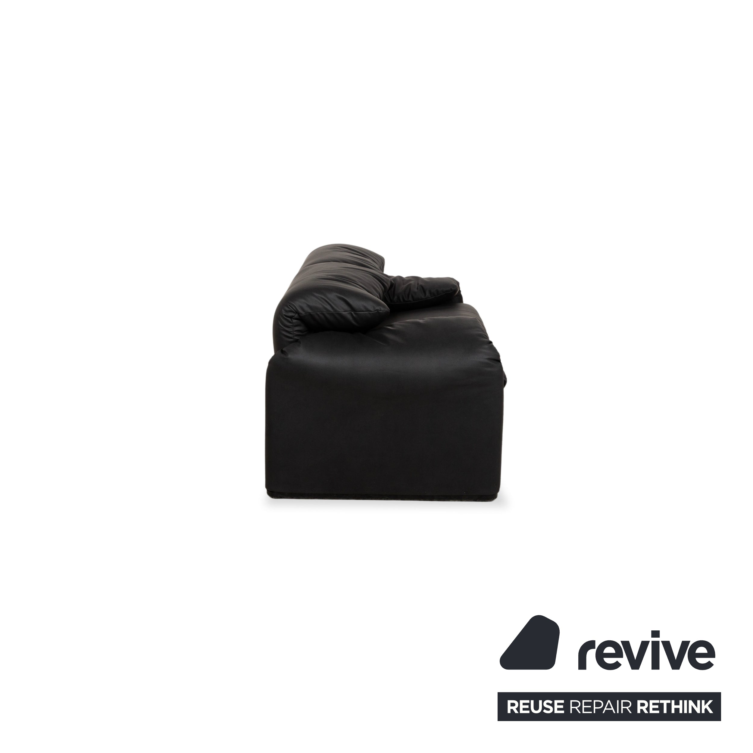 Cassina Maralunga veganes Leder Zweisitzer Schwarz Sofa Couch Neubezug