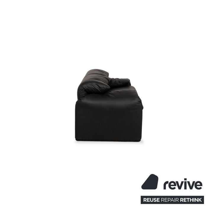 Cassina Maralunga veganes Leder Zweisitzer Schwarz Sofa Couch Neubezug