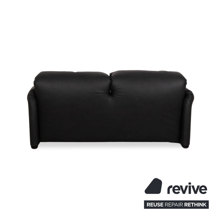 Cassina Maralunga veganes Leder Zweisitzer Schwarz Sofa Couch Neubezug