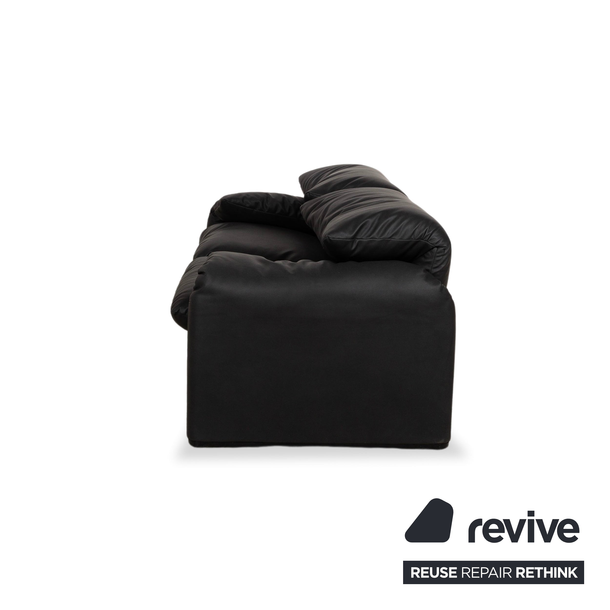 Cassina Maralunga veganes Leder Zweisitzer Schwarz Sofa Couch Neubezug