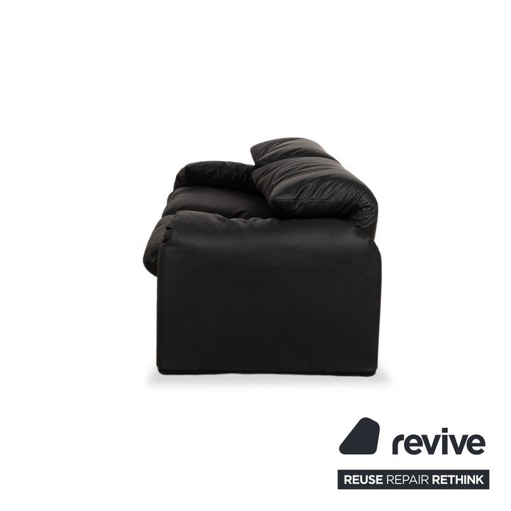 Cassina Maralunga veganes Leder Zweisitzer Schwarz Sofa Couch Neubezug