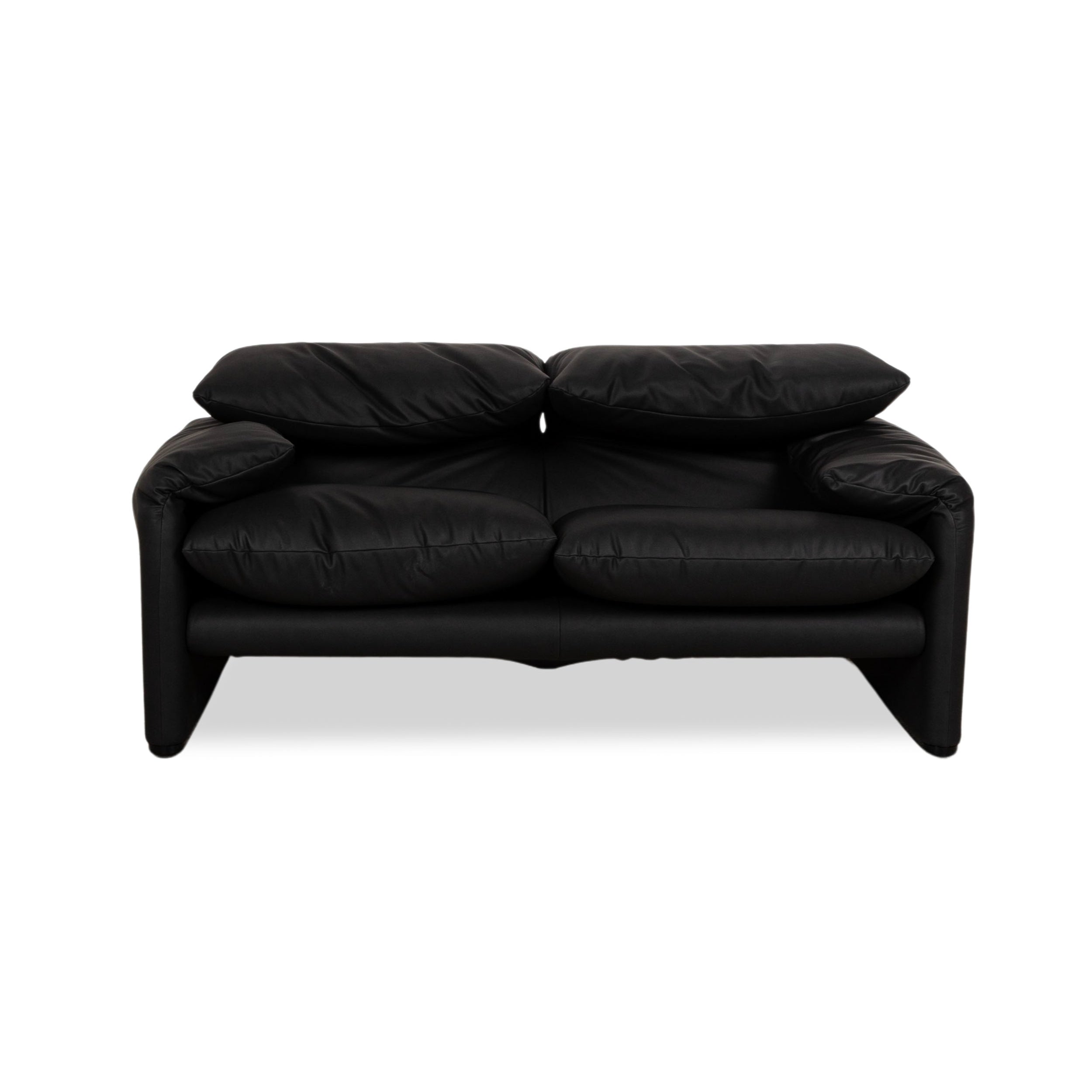 Cassina Maralunga vegan leather two-seater black sofa couch new cover