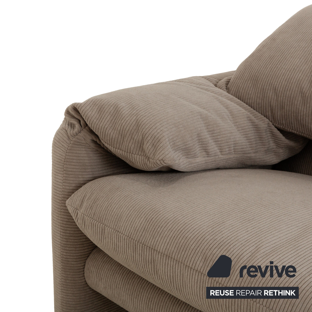 Cassina Maralunga Two-Seater Sofa Grey Fabric Couch Reupholstery